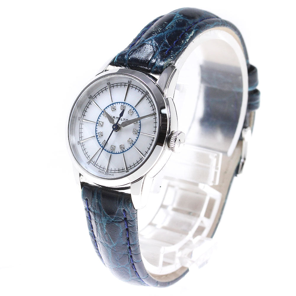 HAMILTON Rail road H403110 12P diamond White shell Dial Quartz Ladies Watch_834808