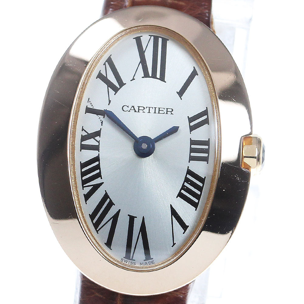 CARTIER Mini Baignoire W8000017 18K Pink Gold Silver Dial Quartz Ladies _834903