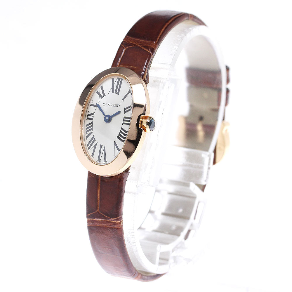 CARTIER Mini Baignoire W8000017 18K Pink Gold Silver Dial Quartz Ladies _834903