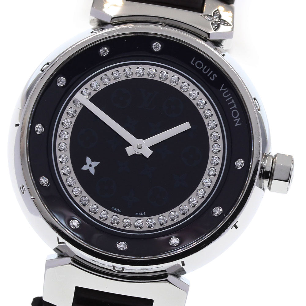 LOUIS VUITTON Tambour Disc Amarant Diamon MM Q1319 Diamond Quartz Ladies_834989