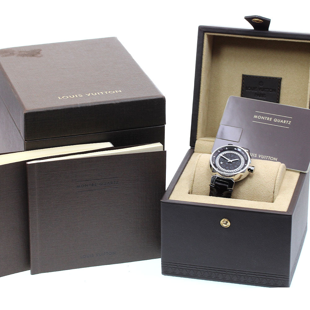 LOUIS VUITTON Tambour Disc Amarant Diamon MM Q1319 Diamond Quartz Ladies_834989