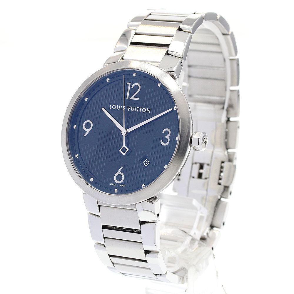 LOUIS VUITTON Tambour Damier Q1D00 Date Black Dial Quartz Men's Watch_835051
