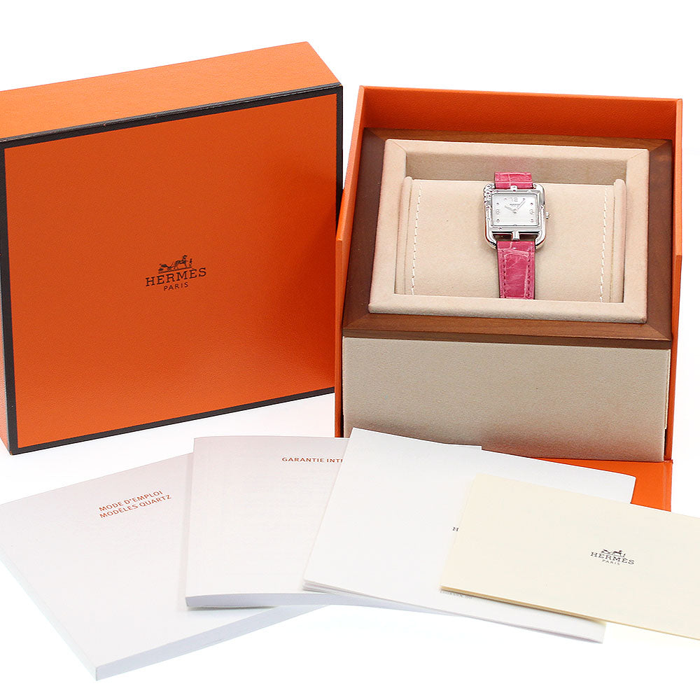 HERMES Cape Cod CC1.233 Pink sapphire diamond White shell Dial Quartz Ladies Watch_835129