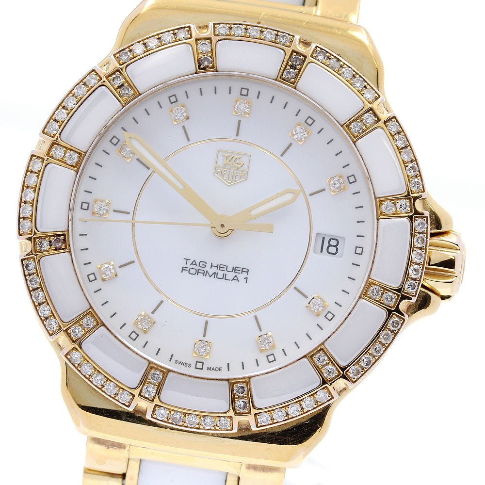 TAG HEUER Formula 1 WAH1222 Diamond bezel 11P White Dial Quartz Ladies _835146