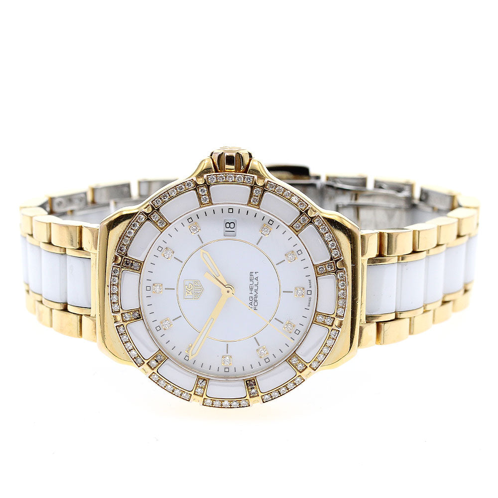 TAG HEUER Formula 1 WAH1222 Diamond bezel 11P White Dial Quartz Ladies _835146