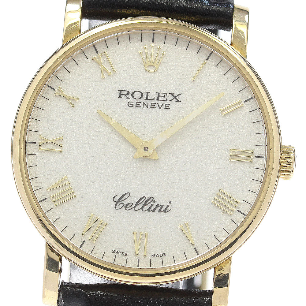 ROLEX Cellini 5115/8 K18YG cal.1602 Silver Dial Hand Winding Men's Watch_835178