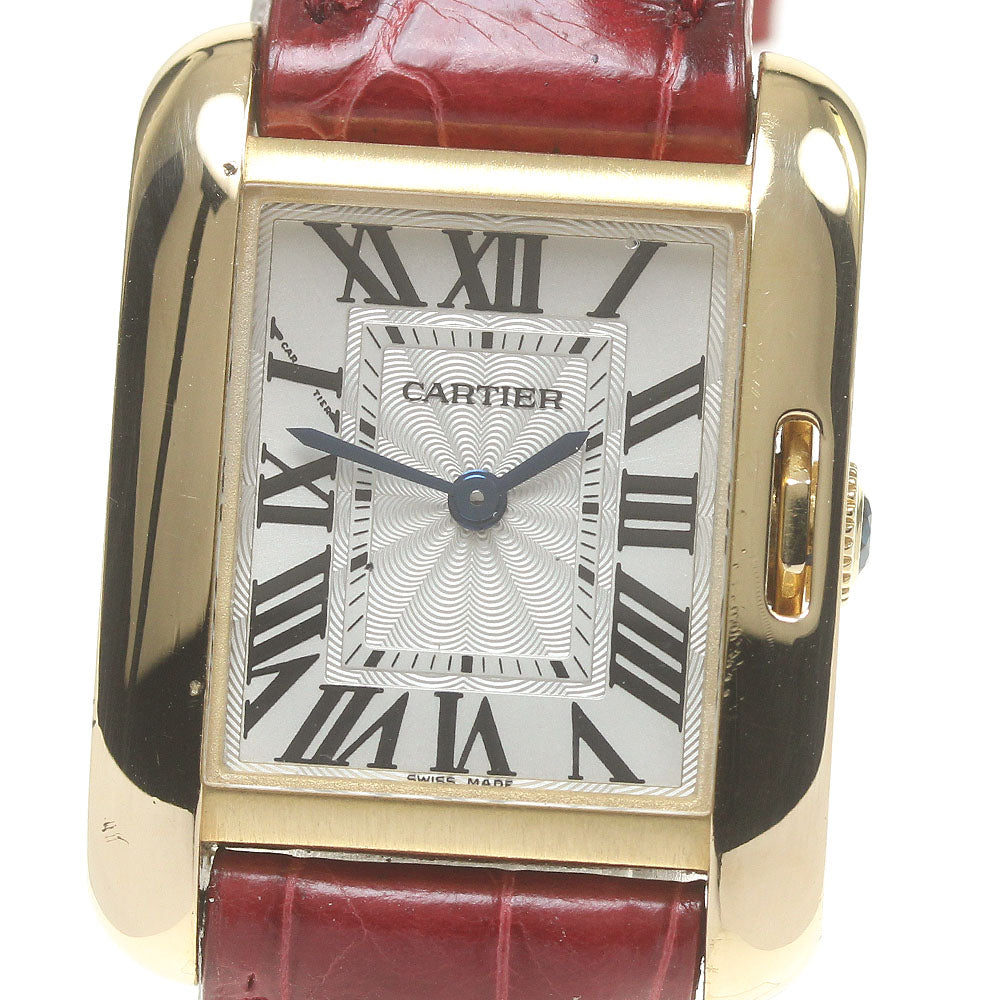 CARTIER Tank Anglaze SM W5310028 18K Yellow Gold Silver Dial Quartz Ladies Watch_835182