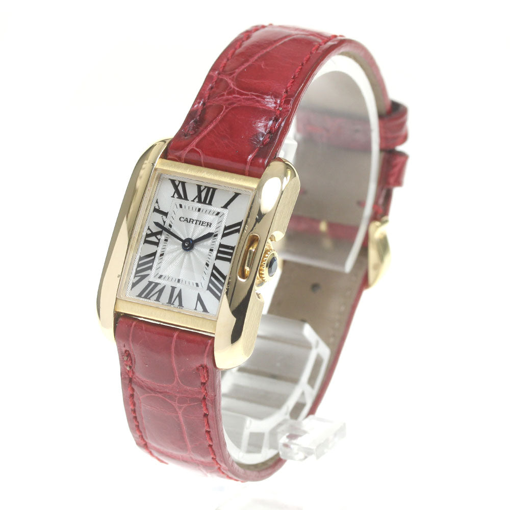 CARTIER Tank Anglaze SM W5310028 18K Yellow Gold Silver Dial Quartz Ladies Watch_835182
