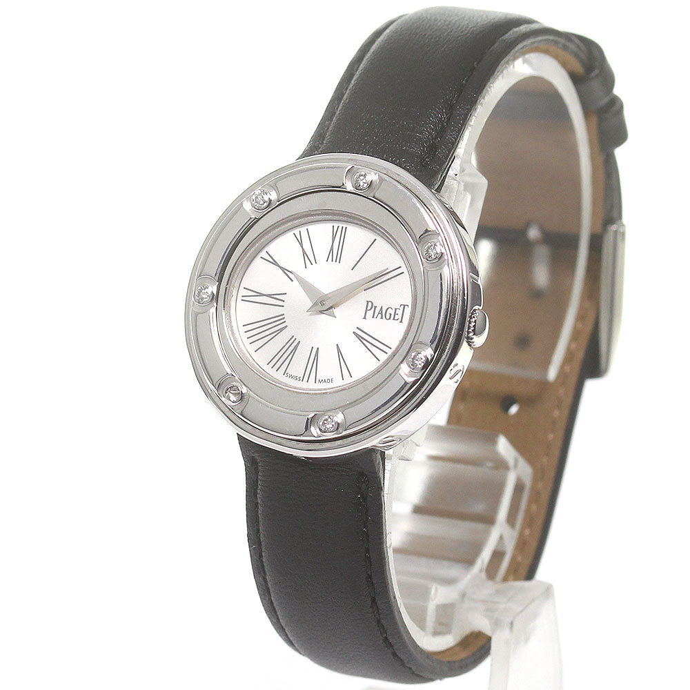 PIAGET P10402 K18WG 7P Diamond Silver Dial Quartz Ladies Watch_835368