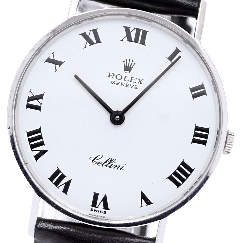 ROLEX Cellini 3833 K18WG cal.1600 White Dial Hand Winding Men's Watch_835559