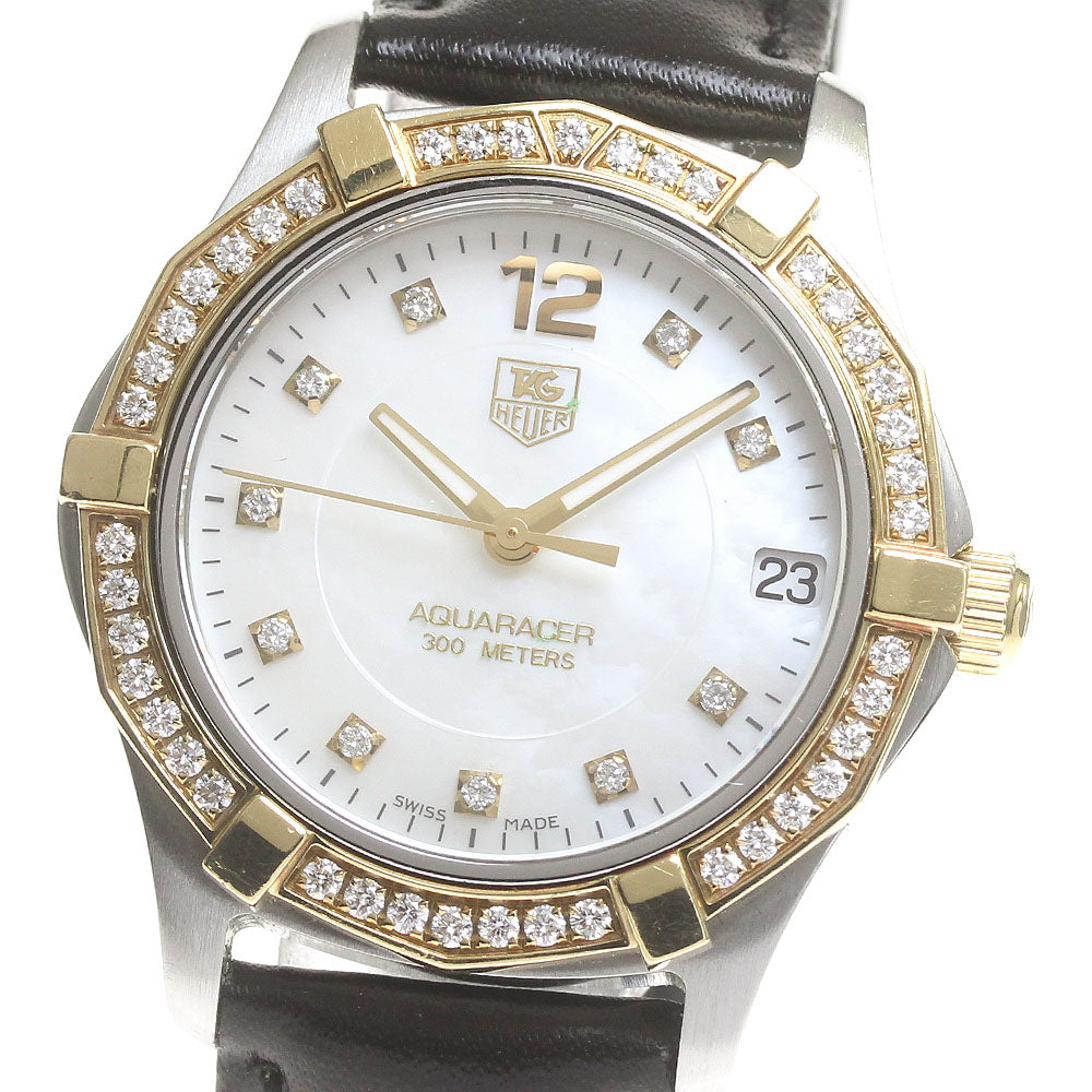 TAG HEUER Aquaracer WAF1350 Diamond bezel 10P Quartz Ladies Watch_835644