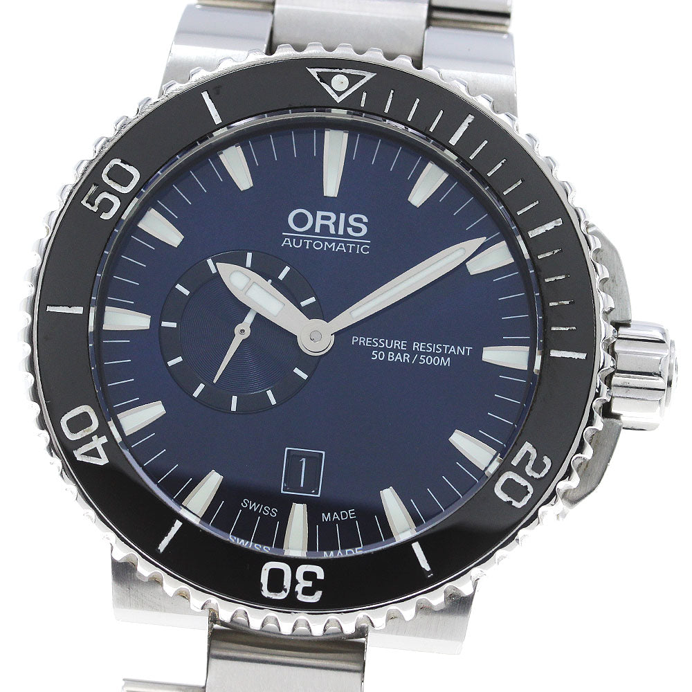 ORIS Aquis 7673 Small seconds Navy Dial Automatic Men's Watch_835740