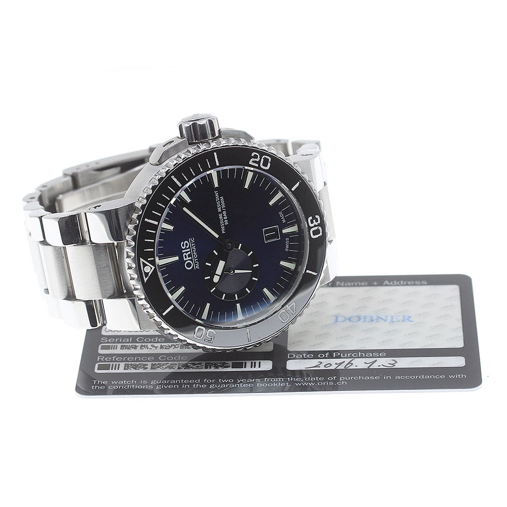 ORIS Aquis 7673 Small seconds Navy Dial Automatic Men's Watch_835740