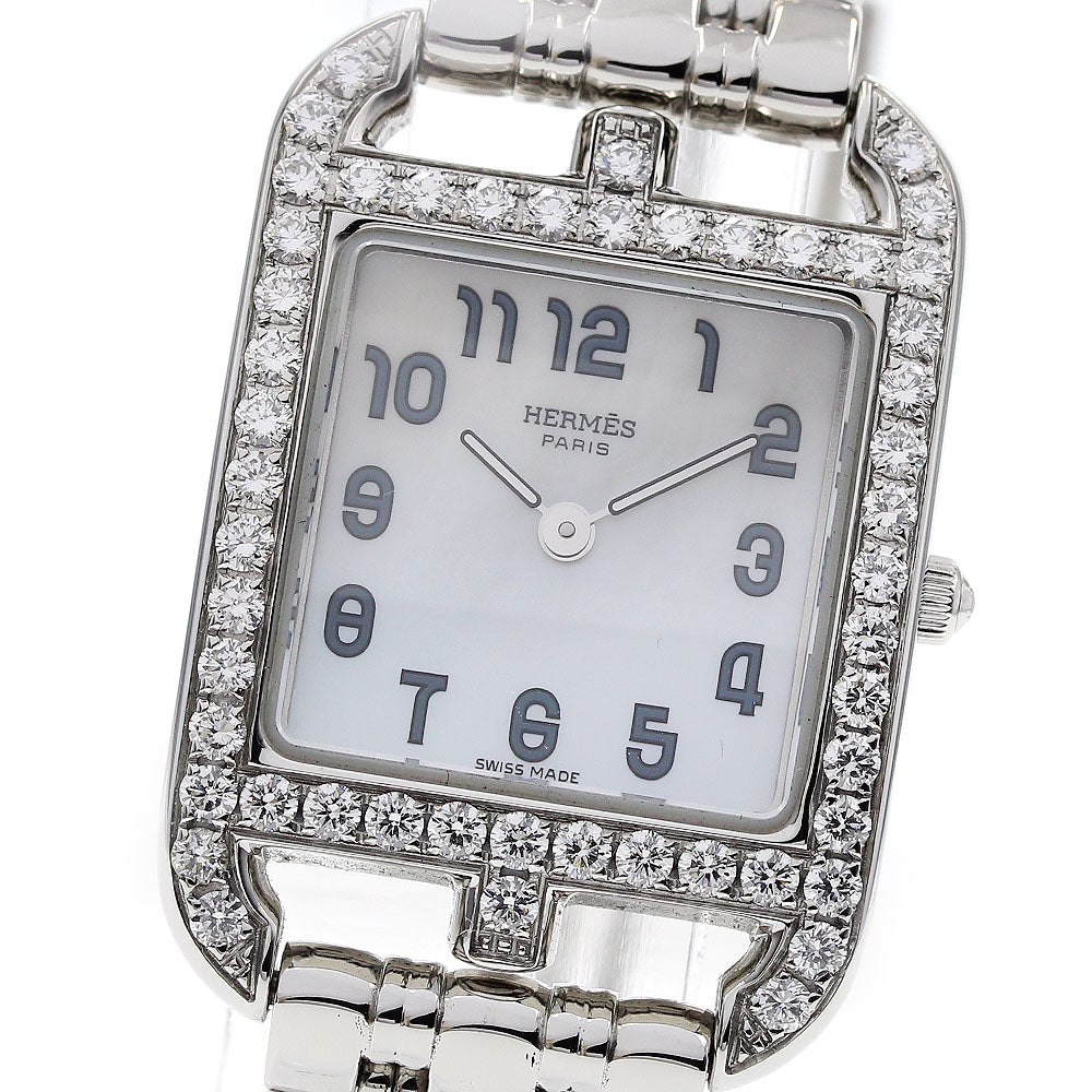 HERMES Cape Cod CC1.230 Diamond Bezel White shell Dial Quartz Ladies Watch_836022