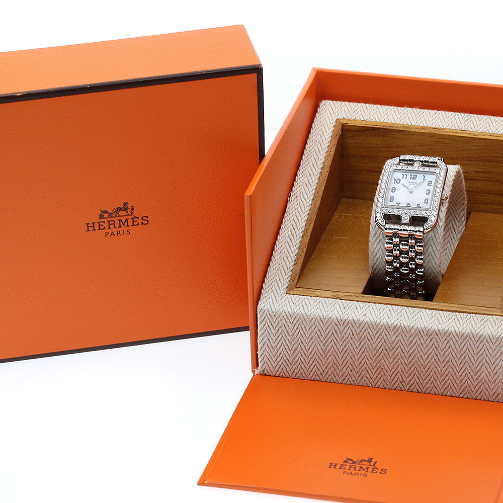 HERMES Cape Cod CC1.230 Diamond Bezel White shell Dial Quartz Ladies Watch_836022