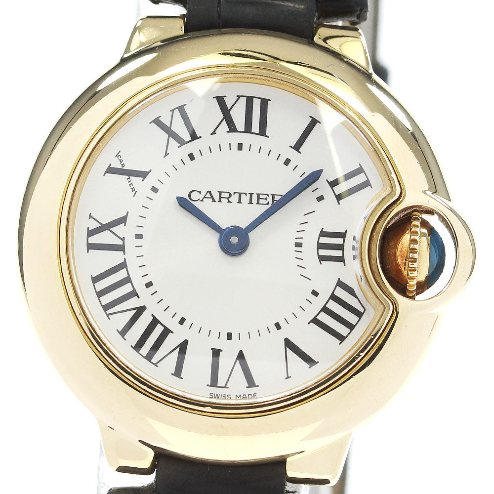 CARTIER Baron blue SM 18K Yellow Gold Silver Dial Quartz Ladies Watch_836090