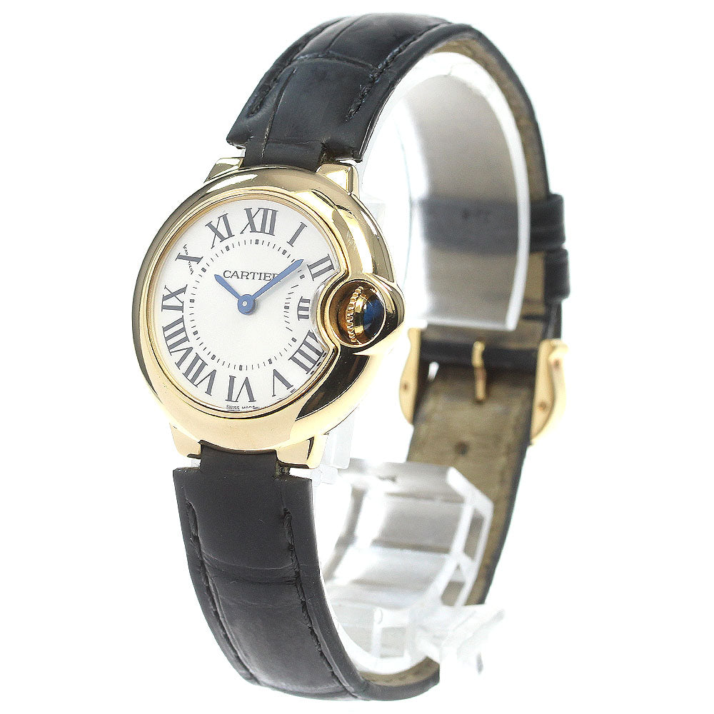 CARTIER Baron blue SM 18K Yellow Gold Silver Dial Quartz Ladies Watch_836090