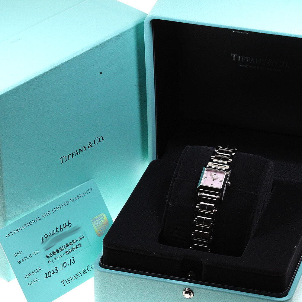 TIFFANY&Co. 1837 Makers 69345646 Square 4P Diamond Pink shell Dial Quartz Ladies Watch_836329