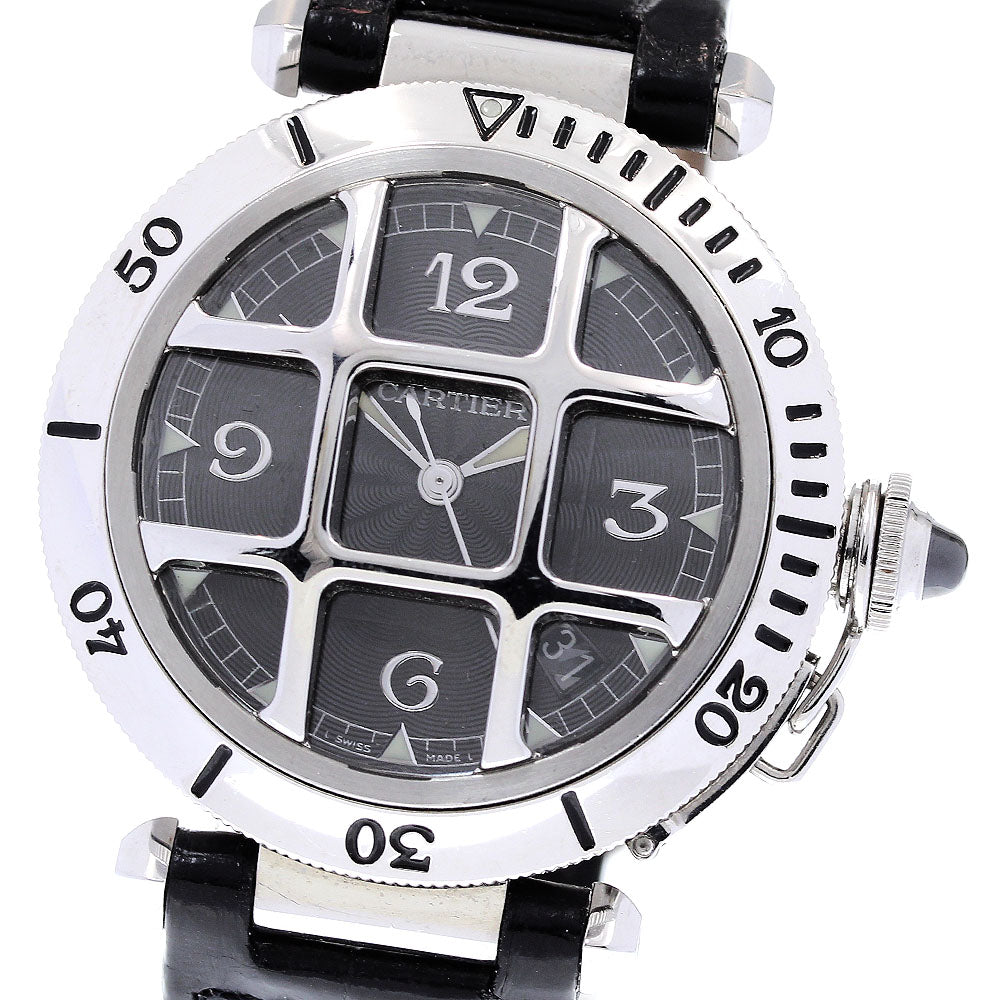 CARTIER Pasha grid W310625 Date Black Dial Automatic Men's Watch_836552