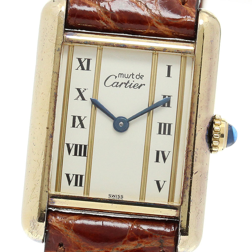 CARTIER Must tank SM W1003053 Beige Dial Quartz Ladies Watch_836859
