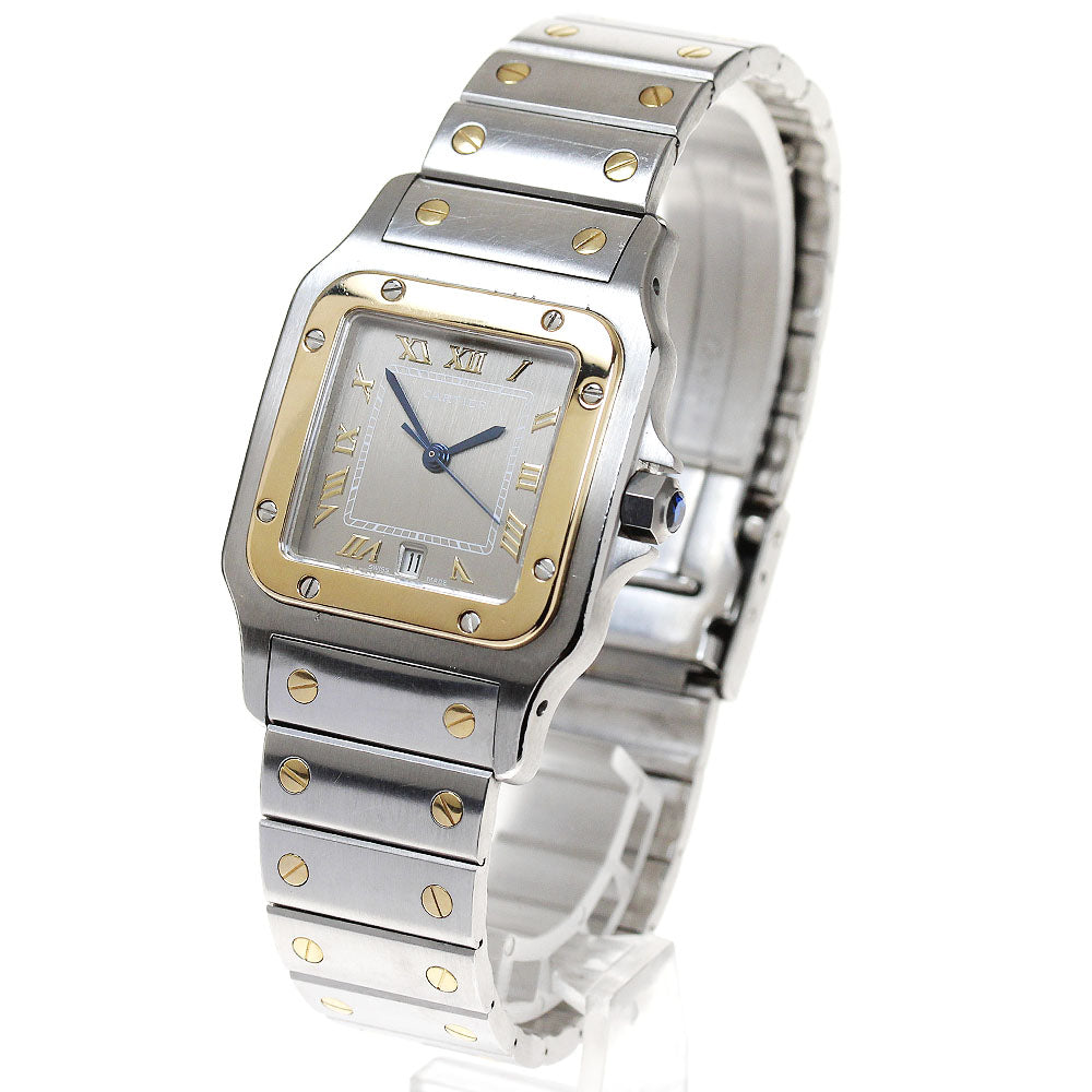 CARTIER Santos Galbe LM W20030C4 YG2 tone Date Gray Dial Quartz Men's_836880