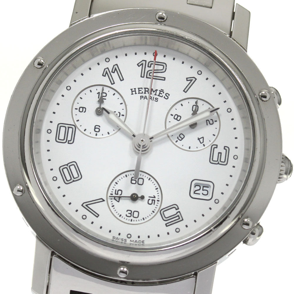 HERMES Clipper chrono CL1.910 Date White Dial Quartz Men's Watch_837041