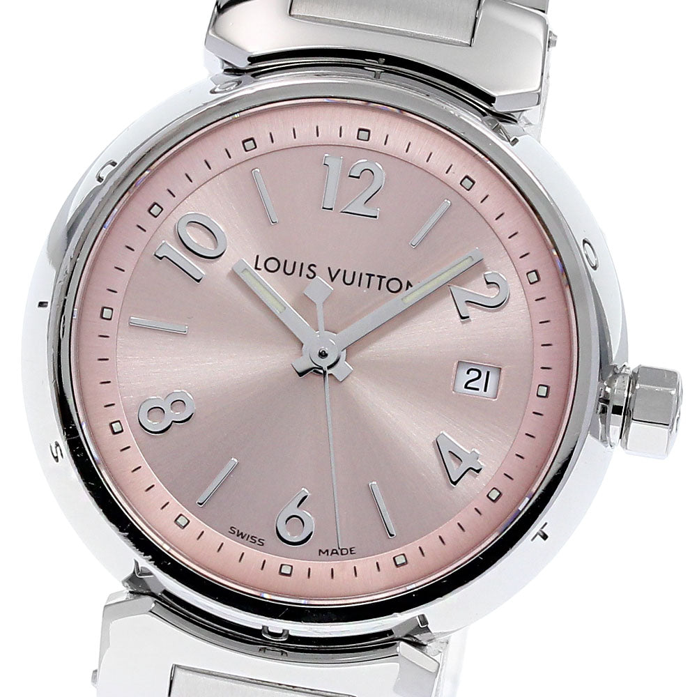 LOUIS VUITTON Tambour Q121X Date pink Dial Quartz Ladies Watch_837047