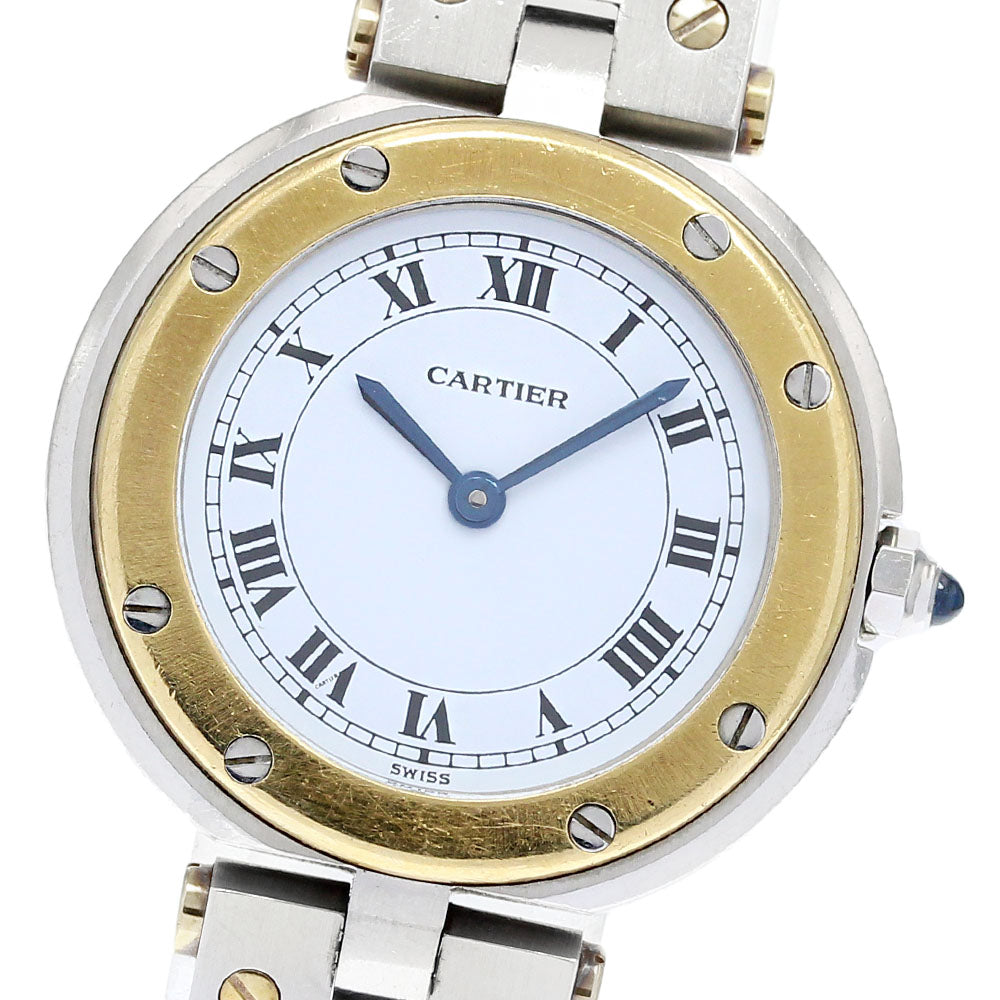 CARTIER Santos Round SM Stainless Steel/YG White Dial Quartz Ladies Watch_837063