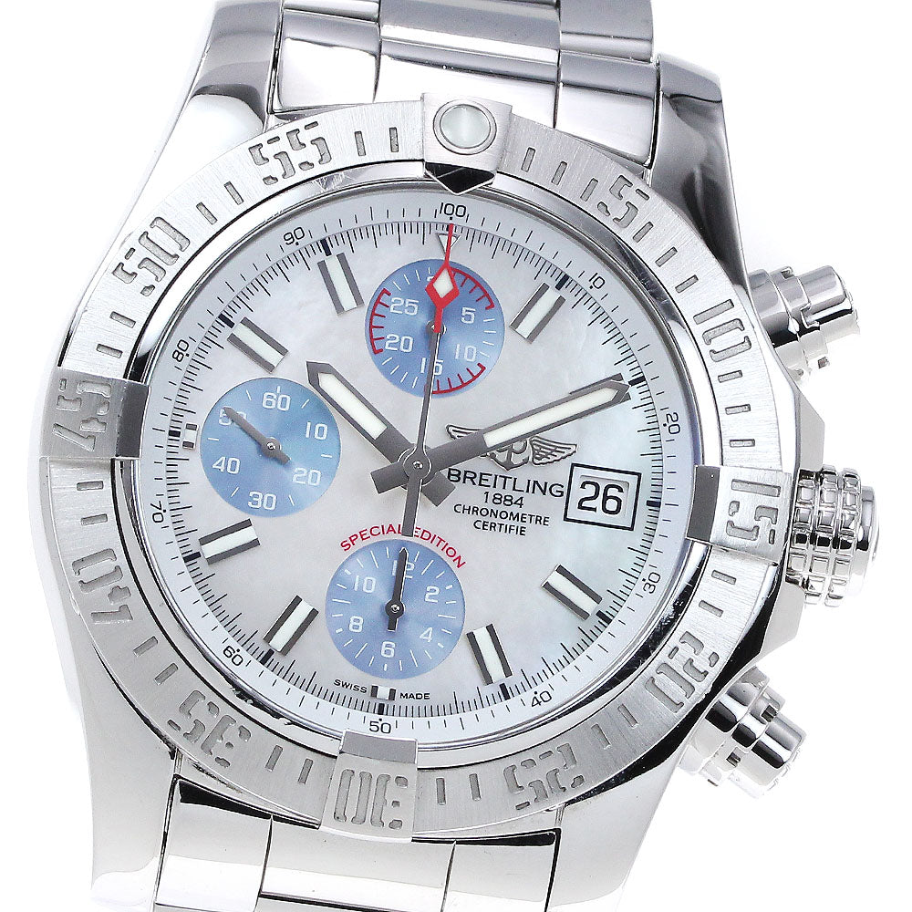 BREITLING Avenger II A13381 Chronograph White shell Dial Automatic Men's_837066
