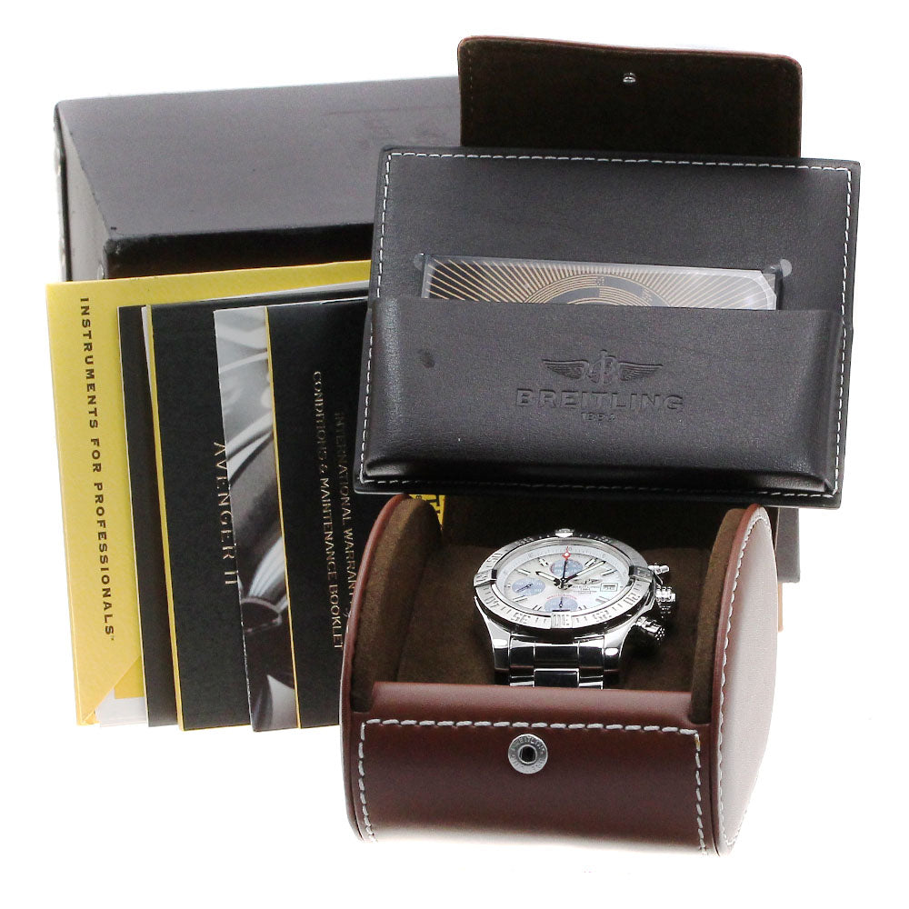 BREITLING Avenger II A13381 Chronograph White shell Dial Automatic Men's_837066