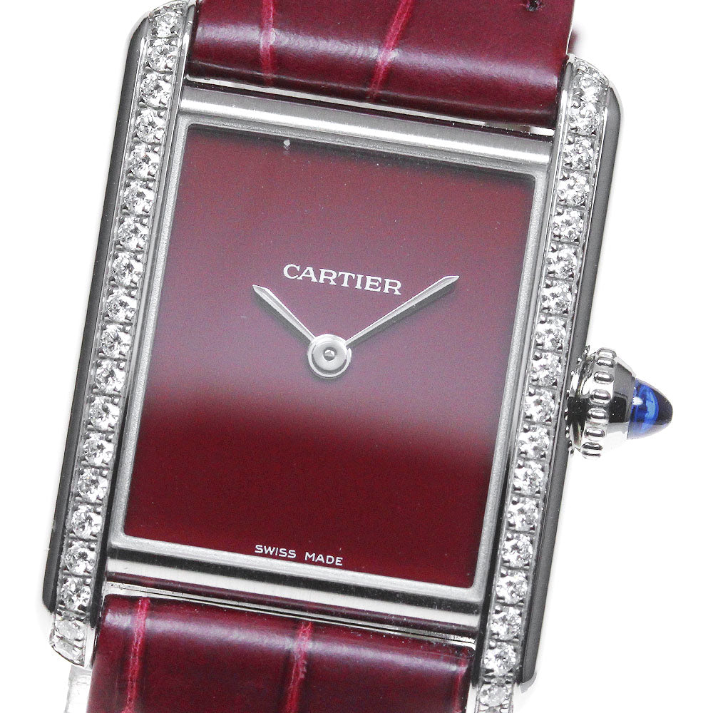 CARTIER Tank francaise SM W4TA0022 Side diamond Red Dial Quartz Ladies Watch_837225