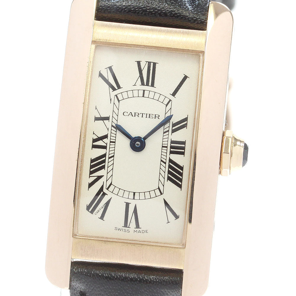 CARTIER Tank AmericanSM W2607456 18K Pink Gold beige Dial Quartz Ladies_837245