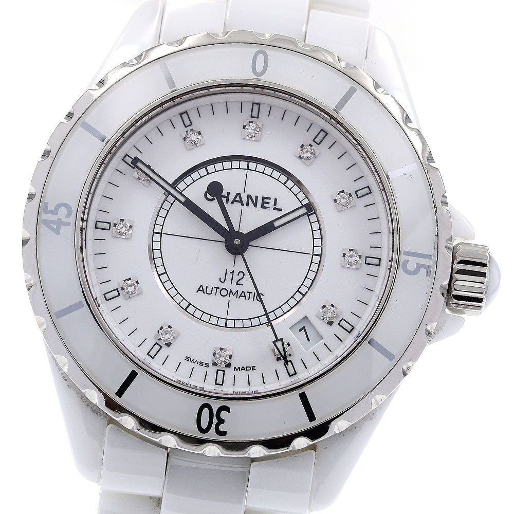 CHANEL J12 H1629 White Ceramic 38MM 12P Diamond Automatic Men's Watch_837444