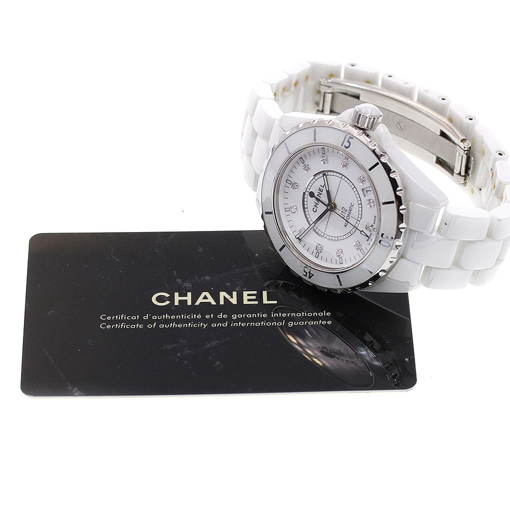 CHANEL J12 H1629 White Ceramic 38MM 12P Diamond Automatic Men's Watch_837444
