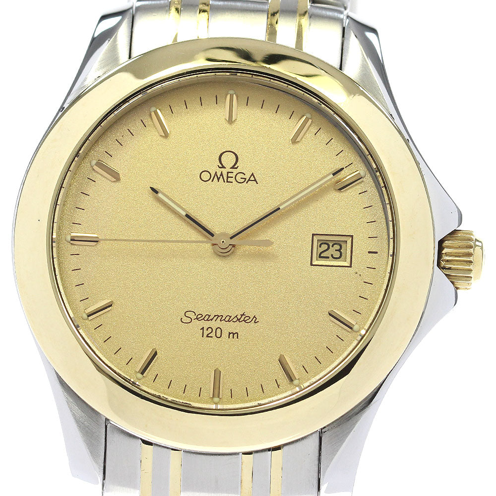 OMEGA Seamaster120m Date YG2 tone Gold Dial Quartz Men's Watch_837458