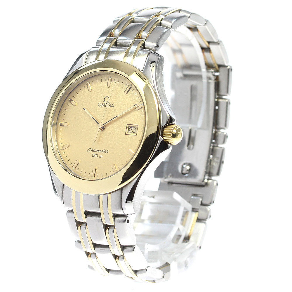 OMEGA Seamaster120m Date YG2 tone Gold Dial Quartz Men's Watch_837458