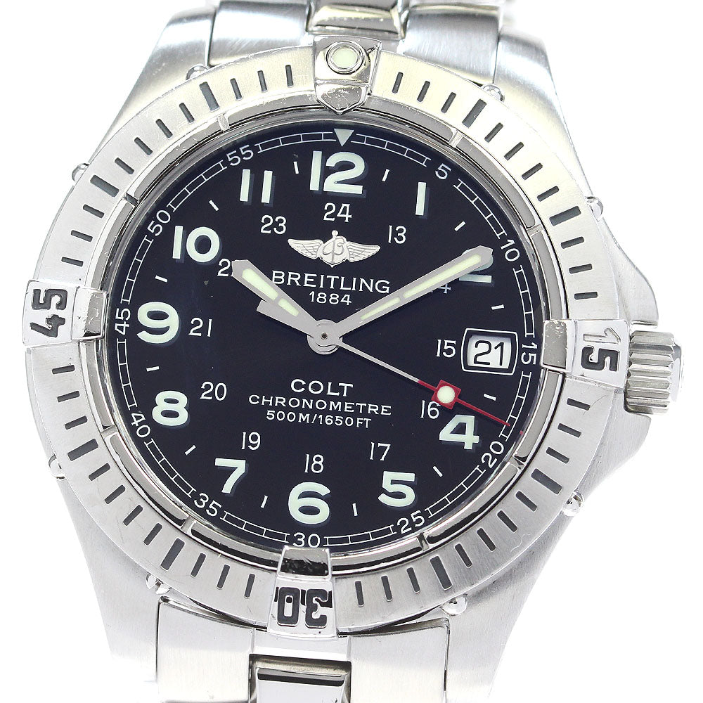BREITLING Colt A74350 Date black Dial Quartz Boy's Watch_837494