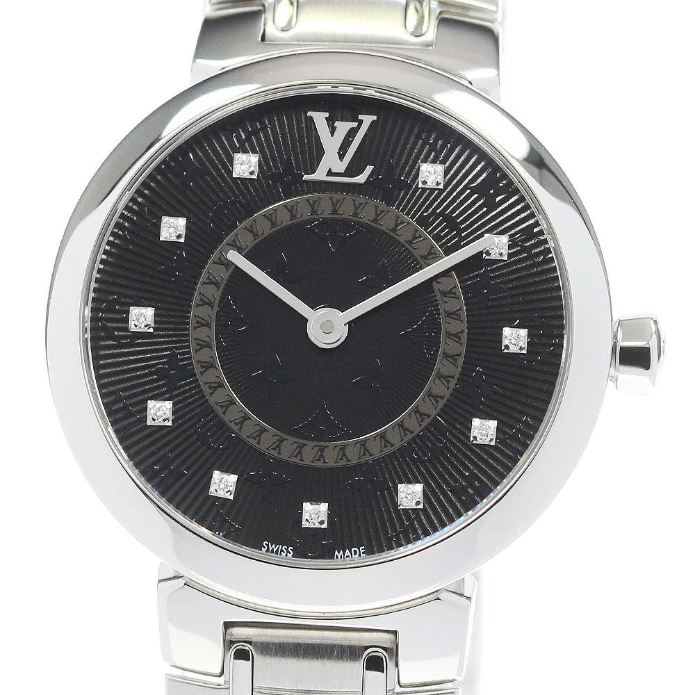 LOUIS VUITTON Tambour Slim PM QA143 11P Diamond Black Dial Quartz Ladies_837515