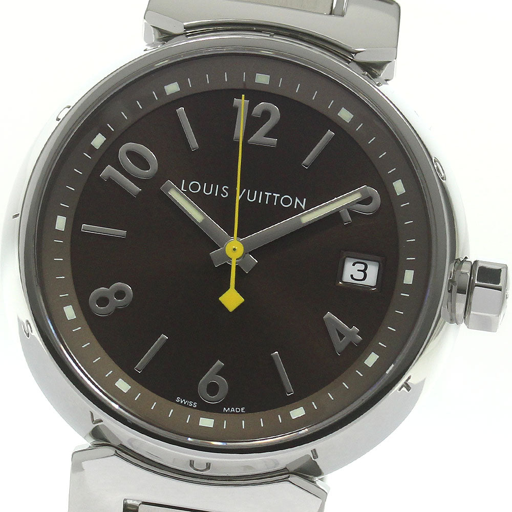 LOUIS VUITTON Tambour Q1311 Date Brown Dial Quartz Ladies Watch_837677