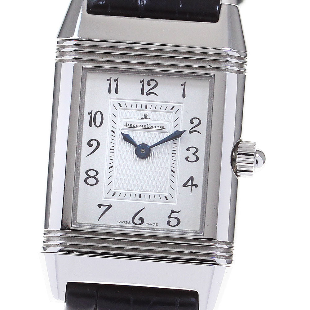 JAEGER-LECOULTRE Reverso Duet 266.8.44/Q2668450 Diamond Bezel Silver / Gray Dial Hand Winding Ladies Watch_837691