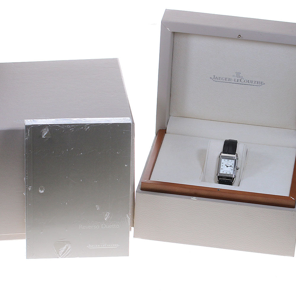 JAEGER-LECOULTRE Reverso Duet 266.8.44/Q2668450 Diamond Bezel Silver / Gray Dial Hand Winding Ladies Watch_837691