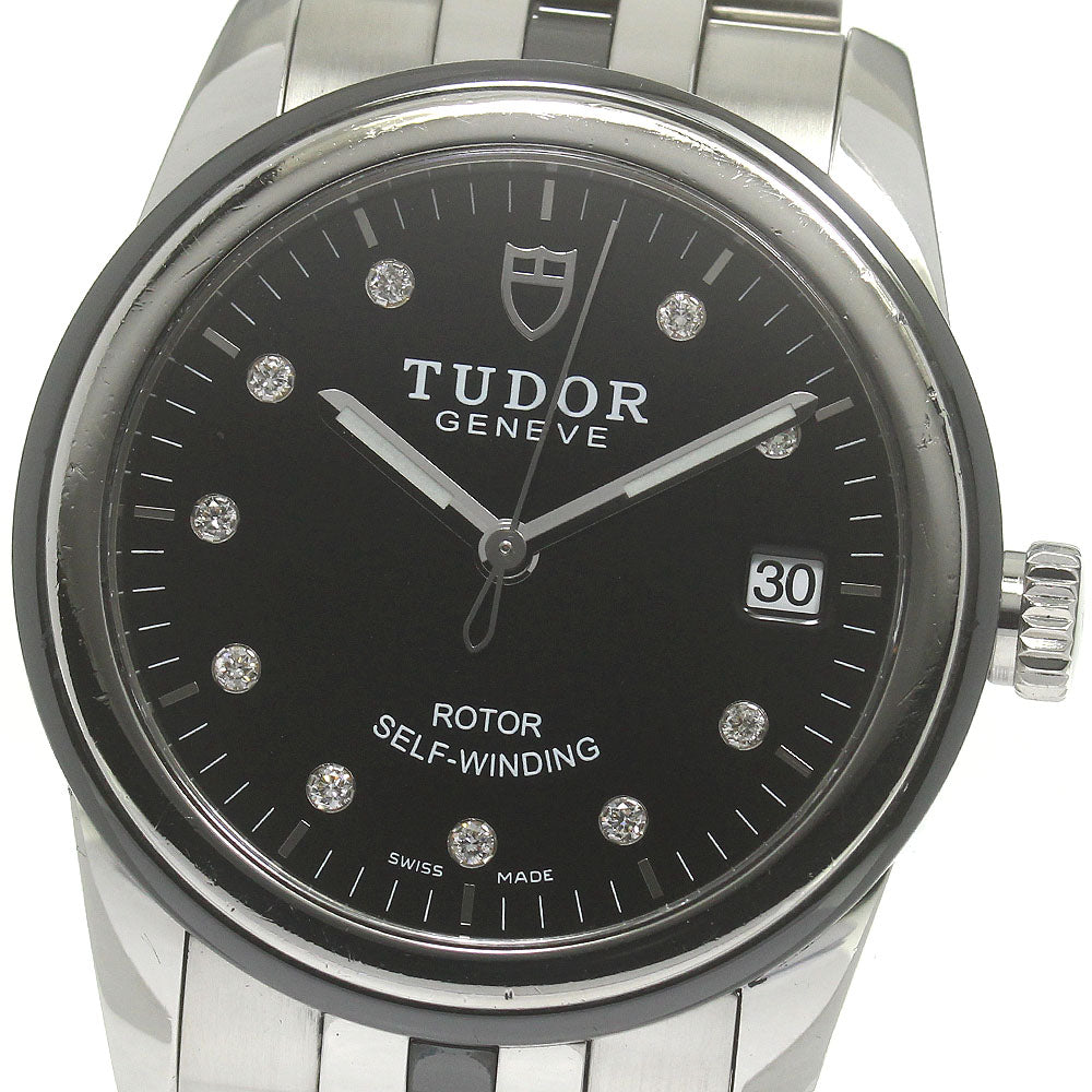 TUDOR Grammar Date 55010 10P diamond Black Dial Automatic Men's Watch_837695