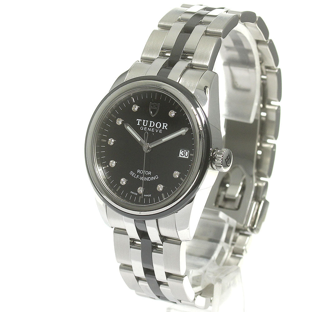 TUDOR Grammar Date 55010 10P diamond Black Dial Automatic Men's Watch_837695