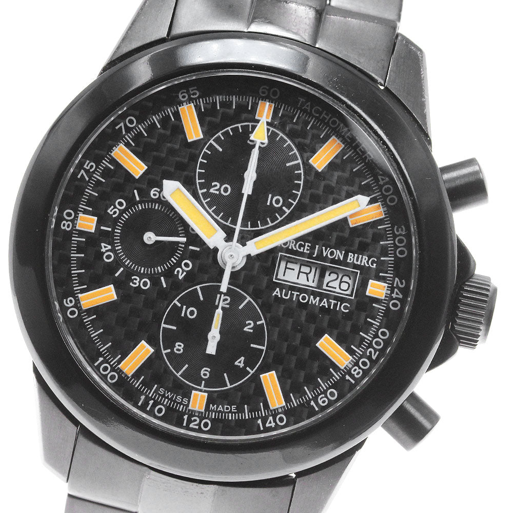 George J Von Burg MGJVB-0053 Chronograph black Dial Automatic Men's Watch_837704