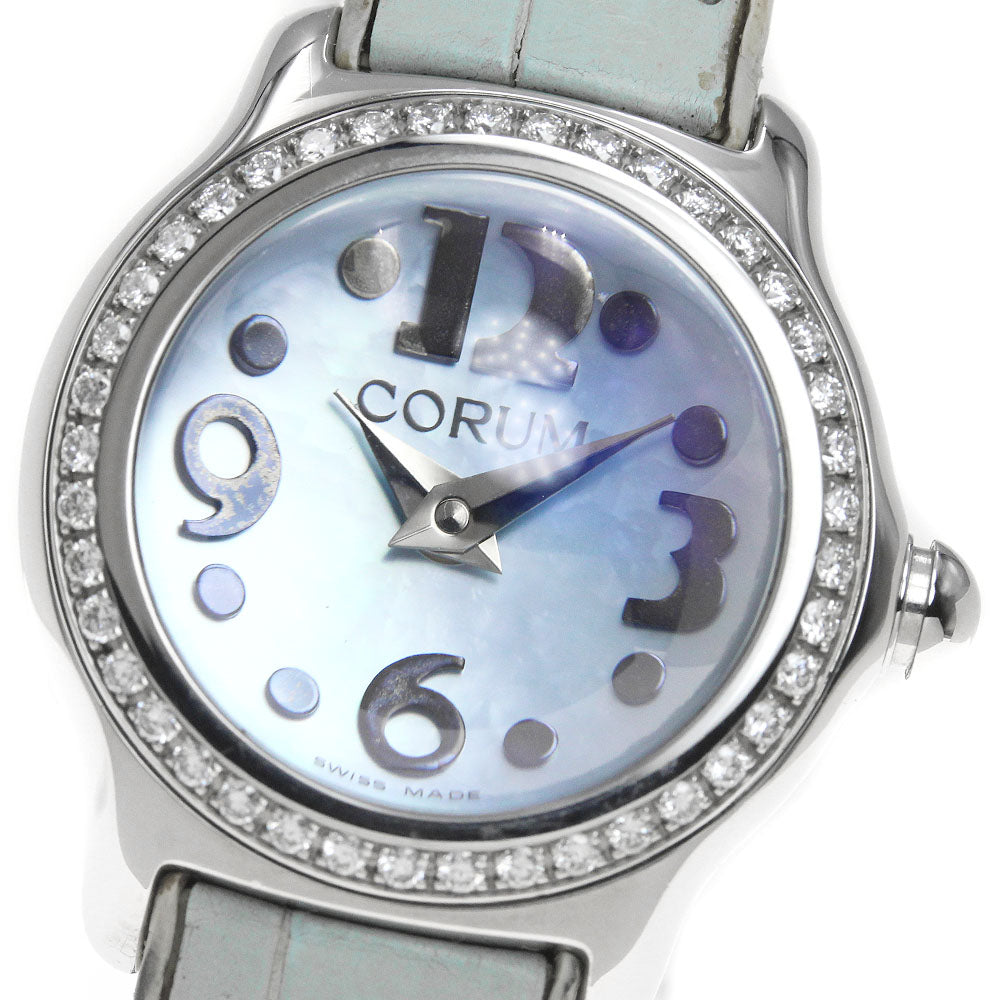 CORUM bubble 101.151.47 Diamond Bezel Blue shell Dial Quartz Ladies Watch_837713