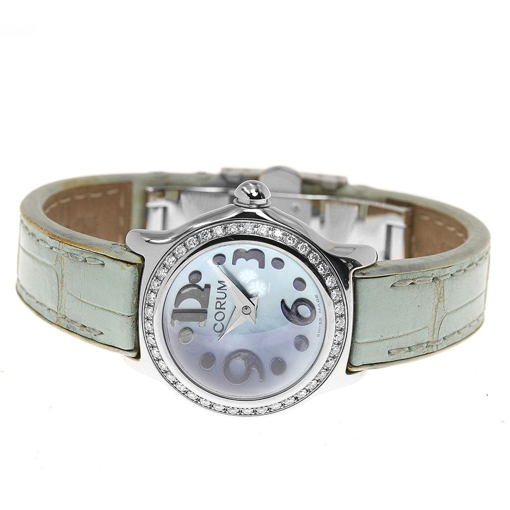 CORUM bubble 101.151.47 Diamond Bezel Blue shell Dial Quartz Ladies Watch_837713