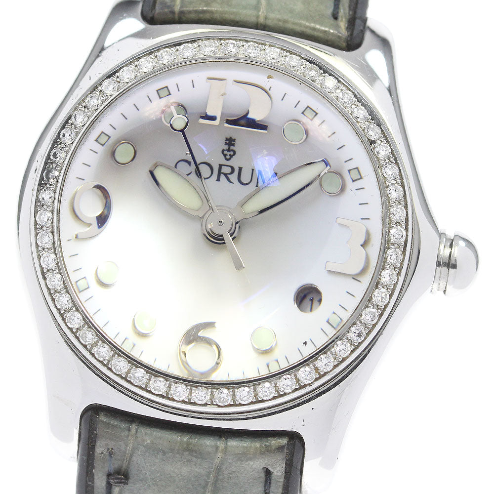 CORUM bubble 39.151.47 diamond bezel date White shell Dial Quartz Boy's Watch_837720
