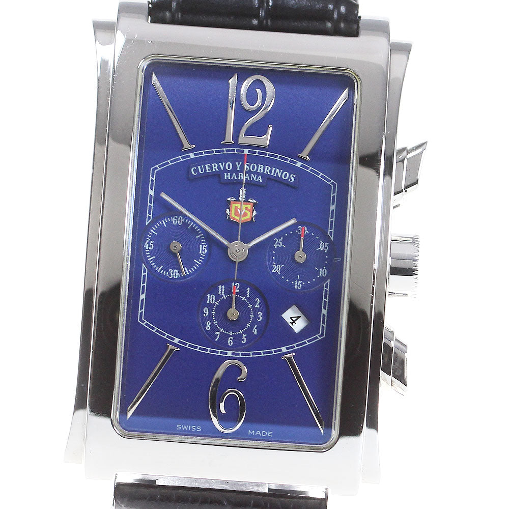 CUERVO Y SOBRINOS Prominente A1014 Chronograph Blue Dial Automatic Men's_837756