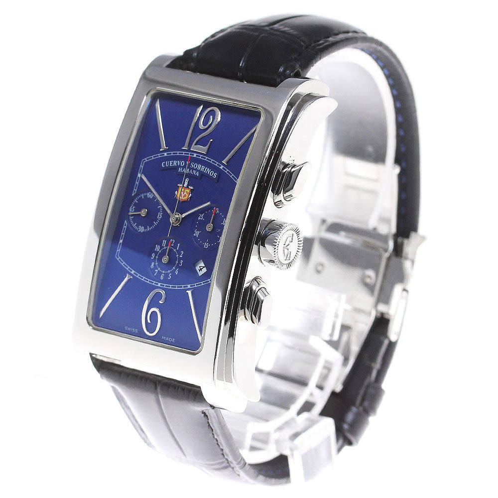 CUERVO Y SOBRINOS Prominente A1014 Chronograph Blue Dial Automatic Men's_837756