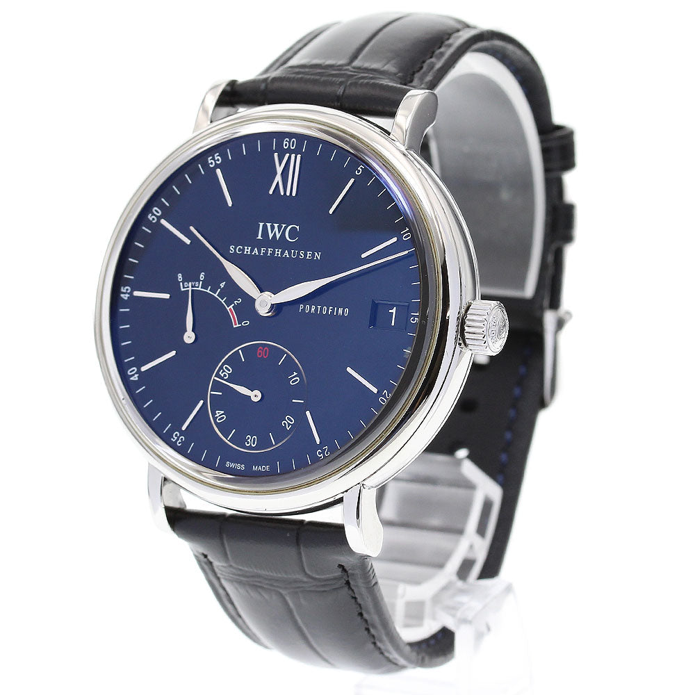 IWC SCHAFFHAUSEN Portofino Handwind 8 Days IW510102 Date power reserve black Dial Hand Winding Men's Watch_837790
